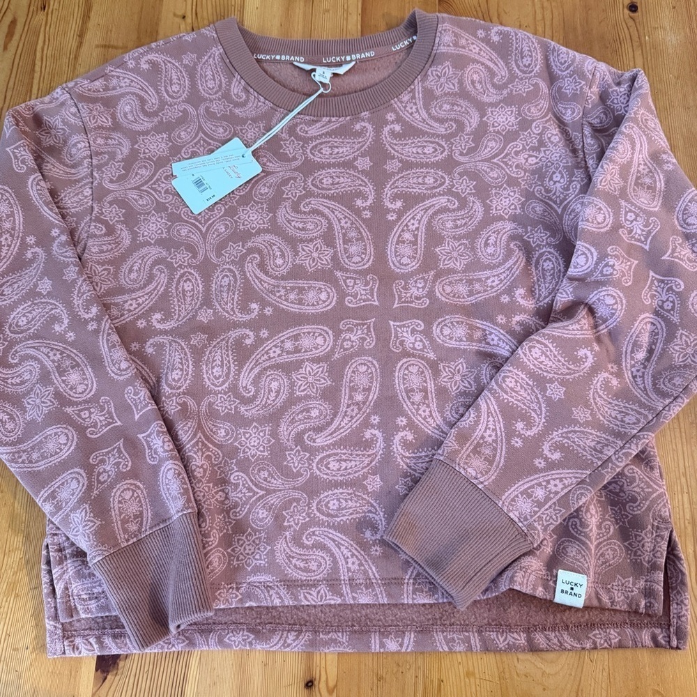 NWT Lucky brand 
Paisley Crewneck Long Sleeve Top women S - Picture 4 of 8